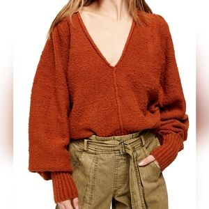 Free People Reverie Popcorn V Neck Sweater
